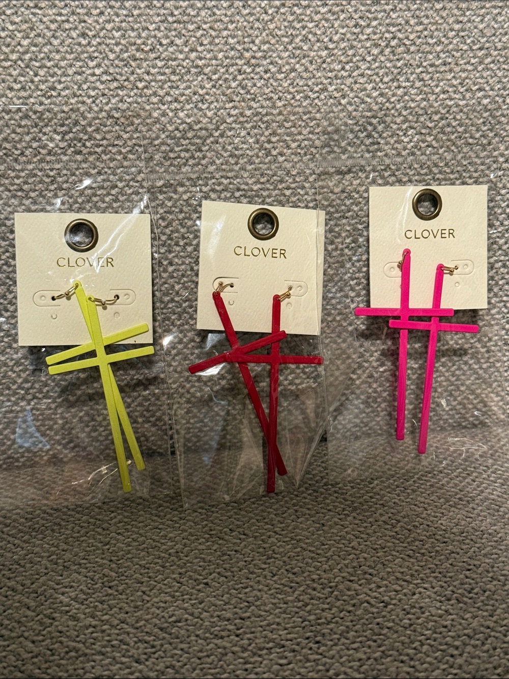 Clover Cross Drop Earring PICK YOUR COLOR